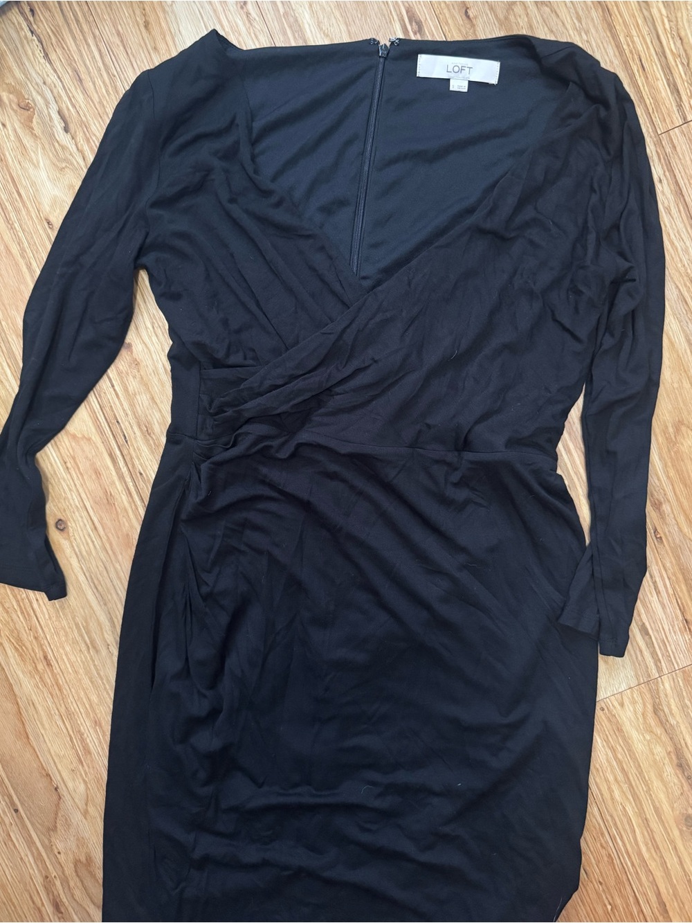 LOFT Women’s Black Wrap V-Neck Midi Dress